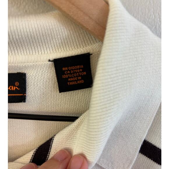Ben Sherman Cream Sweater Polo with Stripes Size Large - Picture 3 of 8